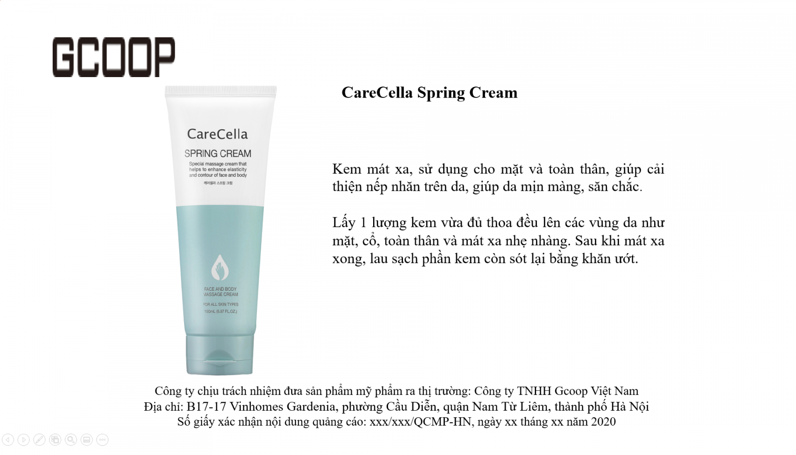 kem massage mặt và toàn thân carecella spring